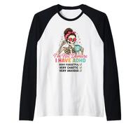 TDAH Chignon désordonné Squelette Café Oublieux Chaotique Manche Raglan
