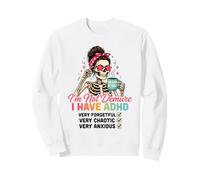 TDAH Chignon désordonné Squelette Café Oublieux Chaotique Sweatshirt