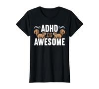 TDAH est génial pour l'attention, Les Troubles de l'hyperactivité T-Shirt Graphique avec Valeur, Femme, Noir, XL