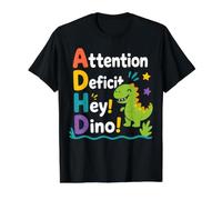 TDAH Hey Dino Drôle T-Shirt Graphique avec Valeur, Homme, Noir, M