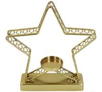 TDCuizent Bougeoir géométrique en fer robuste avec motif ajouré à cinq branches pour décoration de table, salon, chambre à coucher, fête de Noël, décoration d'intérieur nordique (noir/doré)