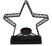 TDCuizent Bougeoir géométrique en fer robuste avec motif ajouré à cinq branches pour décoration de table, salon, chambre à coucher, fête de Noël, décoration d'intérieur nordique (noir/doré)