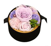 TDCuizent Bouquet de fleurs de savon fait à la main dans une boîte ronde - Arrangement de savon parfumé à la rose avec ingrédients à base de plantes pour la fête des mères, un anniversaire, un