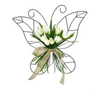TDCuizent Cintre de porte en plastique tulipe à suspendre - Blanc - 40 x 34 cm - Motif fleur et papillon - Pour maison, jardin, mur, Noël, vacances, assemblage facile - Décoration saisonnière