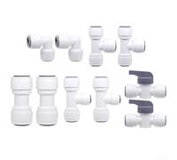 TDCuizent Ensemble de raccords de tuyau d'entrée d'eau de 1,9 cm en ABS pour système RO de filtre à eau d'aquarium, machine à glace, cafetière, angle droit, kit de valve d'arrêt en T, blanc