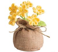 TDCuizent Forget Me Not Plante en pot de fleurs séchées tissées à la main, décoration florale artificielle tricotée pour la maison, le bureau, l'étagère, le bureau, une étoilée naturelle et durable