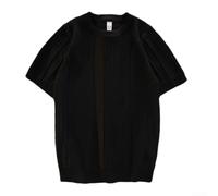TDCuizent Haut en tricot extensible à manches courtes et col rond pour | Motif rayé classique, coupe ajustée, tissu tricoté respirant, col rond, essentiel pour l'été
