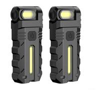 TDCuizent Lampe de travail LED rotative à 180 degrés avec base magnétique et lampe de poche COB rechargeable USB pour réparation de voiture maison et camping - Noir (2 pièces)