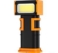 TDCuizent Lampe de travail rechargeable avec écran LCD, lanterne LED portable avec base magnétique et tête rotative, lampe de camping réglable multi-mode pour réparation et utilisation (orange)