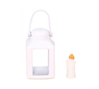 TDCuizent Lanterne miniature pour maison de poupée à l'échelle 1:12 - Bougeoir réaliste en cire vacillante en fer ABS - Accessoire décoratif rustique pour château de campagne, diorama et jardin (blanc