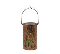 TDCuizent Lanterne solaire vintage en bronze avec papillon et fleur à double alimentation LED pour décoration de jardin, terrasse, lampe suspendue pour ambiance nocturne (C)