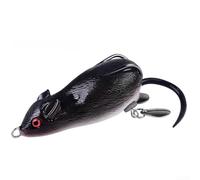 TDCuizent Leurre de pêche en forme de grenouille souple de 7 cm - Corps creux - Appât flottant en caoutchouc - Avec crochets pointus - Pour bar - Snakehead - Sans mauvaises herbes - Noir