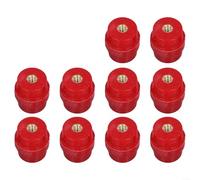 TDCuizent Lot de 10 isolateurs rouges SM-30 M6 en polyester haute résistance pour armoires de distribution d'énergie, forme cylindrique avec trous de vis, matériau BMC, 28 (24) x 30 mm