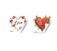 TDCuizent Lot de 2 autocollants statiques pour fenêtre de Saint-Valentin avec cœur floral rose élégant pour décoration d'intérieur, autocollants réutilisables pour miroirs en verre, portes, art mural