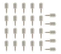 TDCuizent Lot de 20 chevilles de support d'étagère autotaraudeuses avec cache-poussière en acier laminé à froid et verre stratifié pour armoires en bois, armoires, bibliothèques 25,5 x 7,5 mm (vis +