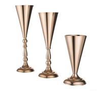 TDCuizent Lot de 3 bougeoirs en métal pour décoration de table de mariage, centres de table, grands, moyens et petits pour banquet, fête, décoration d'intérieur (doré)