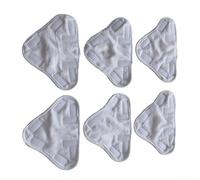 TDCuizent Lot de 6 tampons triangulaires de rechange pour balai vapeur en fibre plate blanche pour modèles réutilisables et lavables pour nettoyage de sol pour un usage domestique
