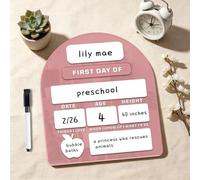 TDCuizent Panneau réutilisable pour le premier et le dernier jour d'école en acrylique double face avec étiquettes remplaçables, accessoire photo pour la rentrée scolaire, stylo inclus, 30 cm x 25,5