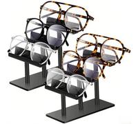 TDCuizent Présentoir à lunettes de soleil en acrylique à 3 niveaux pour la maison, le bureau, le magasin, support robuste à plusieurs niveaux transparent/noir pour vitrine de lunettes et rangement