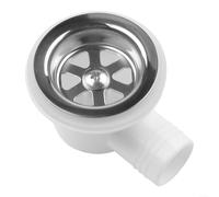 TDCuizent Raccord de vidange d'évier de camping-car à angle droit en acier inoxydable avec matériau PP 7,6 cm Blanc Connecteur de trou de vidange pour caravane, camping-car, bateau, salle de bain