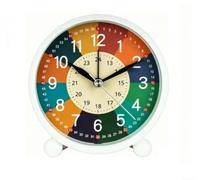 TDCuizent Réveil analogique pour enfants - Chiffres segmentés colorés - Grand cadran - Son doux - Apprentissage facile de l'heure - Rose et bleu arc-en-ciel - Rond - 10,67 cm - Pour chambre à coucher