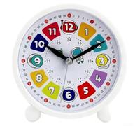 TDCuizent Réveil analogique pour enfants - Chiffres segmentés colorés - Grand cadran - Son doux - Apprentissage facile de l'heure - Rose et bleu arc-en-ciel - Rond - 10,67 cm - Pour chambre à coucher