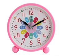 TDCuizent Réveil analogique pour enfants - Chiffres segmentés colorés - Grand cadran - Son doux - Apprentissage facile de l'heure - Rose et bleu arc-en-ciel - Rond - 10,67 cm - Pour chambre à coucher