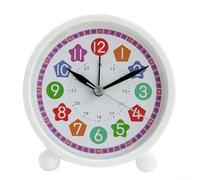 TDCuizent Réveil analogique pour enfants - Chiffres segmentés colorés - Grand cadran - Son doux - Apprentissage facile de l'heure - Rose et bleu arc-en-ciel - Rond - 10,67 cm - Pour chambre à coucher