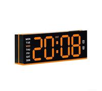 TDCuizent Réveil numérique LED moderne avec affichage de la date et du jour de la semaine - Lumière ambiante réglable - Double alarme avec 3 niveaux de volume - Capteur de luminosité automatique pour