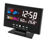 TDCuizent Station météo numérique avec écran LCD, rétroéclairage LED, moniteur de température et d'humidité en °C/°F, enregistrements max/min, heure, date, semaine, horloge 12/24 heures (noir)