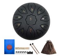 TDCuizent Tambour à langue en acier de 15,2 cm avec 11 notes, instrument de percussion portable pour yoga, méditation, musicothérapie, ensemble complet avec sac à maillets et médiators (noir)