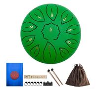 TDCuizent Tambour à langue en acier de 15,2 cm avec 11 notes, instrument de percussion portable pour yoga, méditation, musicothérapie, ensemble complet avec sac à maillets et médiators (vert)