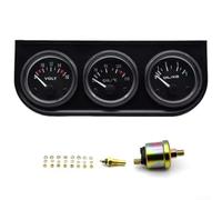 TDCuizent Triple jauge 12 V 52 mm pour tableau de bord de voiture, contrôle de la température d'huile, pression et tension de panneau automobile avec cadre chromé ou noir, installation facile (noir)