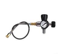 TDCuizent Vanne de cylindre de plongée avec manomètre 50 cm, tuyau Bourdon 18 mm/filetage 7/8 en laiton, valve de gonflage et de décompression pour contrôles avant plongée (noir) - M18