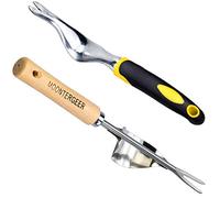 TDDL 2pcs Désherbeur Manuel en Acier Inoxydable, Outil Gouge de Désherbage en Poignée Bois Outil De Jardinage Désherbeurs Pissenlit Y-Shape Manuelle Désherbage Racine Fourche