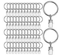 TDDL 50 Pièces Anneaux pour Rideaux, 32mm Anneau Rideau avec Pinces Acier Inoxydable Métal Anneaux Clip Rideau pour Rideaux Décoratifs Intérieur Fixation de Rideaux