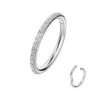 TDEBA Anneaux de nez 20/18/16 G CZ en acier inoxydable chirurgical 316L, piercing septum, hélix, racine, tragus, conque, lèvre, lobe, Acier inoxydable, Zircon cubique