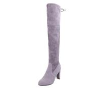 TDEOK Bottes longues pour femme - Doublure chaude - Élégantes - Avec fermeture éclair - En daim - Avec talon fin - Bottes d'hiver imperméables - Bottes Chelsea classiques, gris, 43 EU