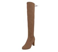 TDEOK Bottes longues pour femme - Doublure chaude - Élégantes - Avec fermeture éclair - En daim - Avec talon fin - Bottes d'hiver imperméables - Bottes Chelsea classiques, marron, 42 EU