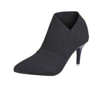 TDEOK Bottines Chelsea élégantes doublées à talon fin, bottines pour femme, bottines Chelsea pointues en daim Mode Bottes western Bottes de loisirs Bottes classiques confortables, Noir , 37 EU