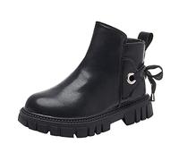 TDEOK Bottines Chelsea pour fille - Chaudes - Avec fermeture éclair - Antidérapantes - Courtes - En cuir verni - Bottes de transition, Noir , 29 EU