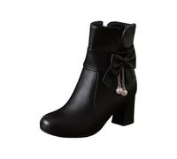 TDEOK Bottines pour femme avec talon, bottes élégantes pour femme, bottes d'hiver tendance, bottes courtes à talons hauts, bottes avec fermeture éclair, chaussures de fête, chaussures de mariage