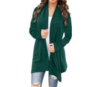TDEOK Cardigan élégant en tricot pour femme - Long et chaud - Couleur unie - Manteau en tricot - Grandes tailles - Manches longues - Décontracté - Tricot fin - Confortable - Manteau long, vert, XXL