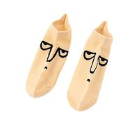 TDEOK Chaussettes d'équipage amusantes Coton Peigné Coloré Amusant Personnalité Expression Mode Emotions Chaussettes Chaussettes en Laine Hommes 47, beige, taille unique