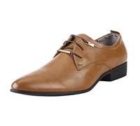 TDEOK Chaussure Derbys Homme à Lacets Classique Oxford de Ville Cuir Détente Moderne Affaires Mariage Brock Mocassins Confortables Soulier Vintage Mode Business Dressing Chaussures Noir, Marron 39-47