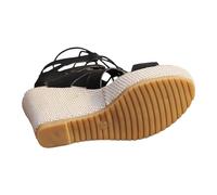 TDEOK Chaussures à talon compensé pour femme - Fond épais - Bout pointu - Dos enveloppé - Talons hauts - Sandales tissées en corde plate - Noir - Taille 38, Noir , 40 EU 3X-Étroit
