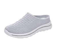 TDEOK Chaussures en maille épaisse Femme Port Externe Confortable Polyvalent Léger Respirant UN Repose-pieds Mesh Demi-pantoufles Femme Slider Chaussures Femme, gris, 38 EU