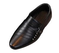TDEOK Chaussures Garcon Cuir PU Chaussures de Cérémonie Mariage Soirée Bal Enfant Garçon Slip-on Chaussures Oxfords et Derbies pour Garçon Chaussures Pointu Orteil Boy Style Britannique