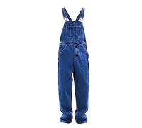 TDEOK Combinaison longue en jean pour homme - Salopette rétro en denim - Pantalon de travail avec jambes droites - Pantalon d'extérieur avec poches - Taille haute - Pantalon de loisirs - Pantalon de