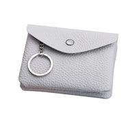 TDEOK Fashion ID Portefeuille court Couleur unie Femme Fermeture éclair Portefeuille Plusieurs compartiments pour cartes Pochette Pochette pour téléphone portable Portefeuille pour passeport, gris,